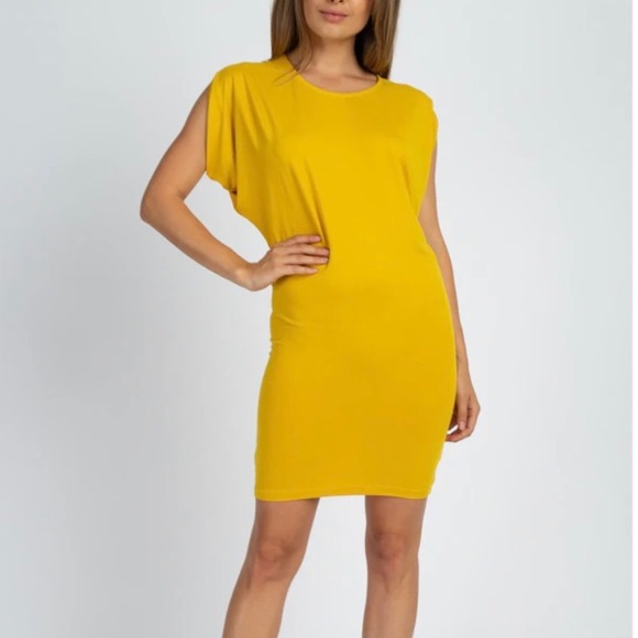 Dresses & Skirts - Mustard Yellow Sleeveless Mini Dress | Stretch Knit Fabric | Two-Way Styling